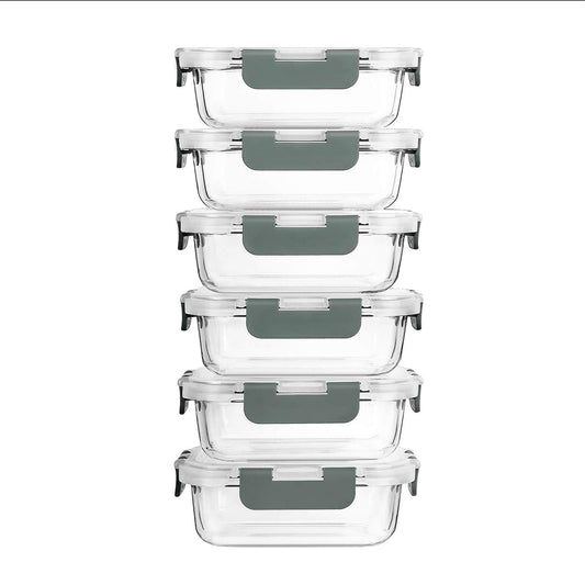 Glass Toddler Meal Prep Containers with Airtight Lids [6 pack]