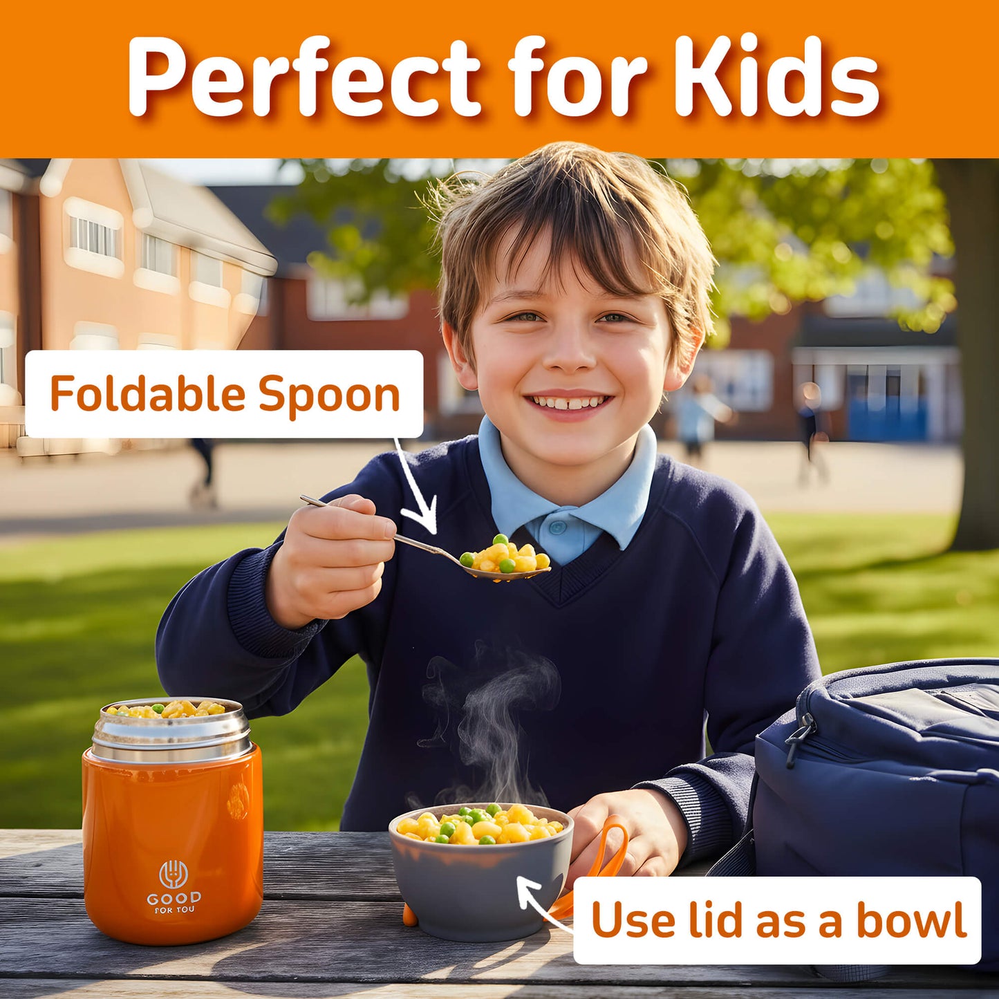 Food Flask For Kids- Orange 530 ML