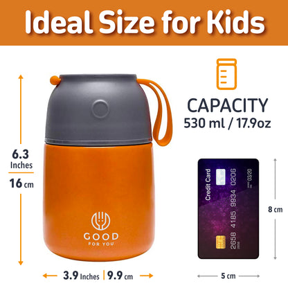 Food Flask For Kids- Orange 530 ML