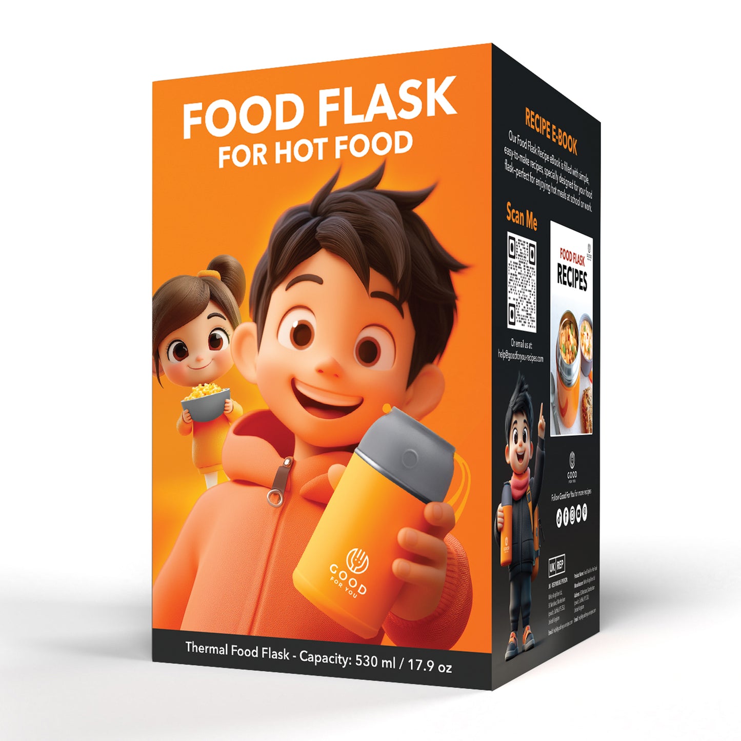 Food Flask For Kids- Orange 530 ML