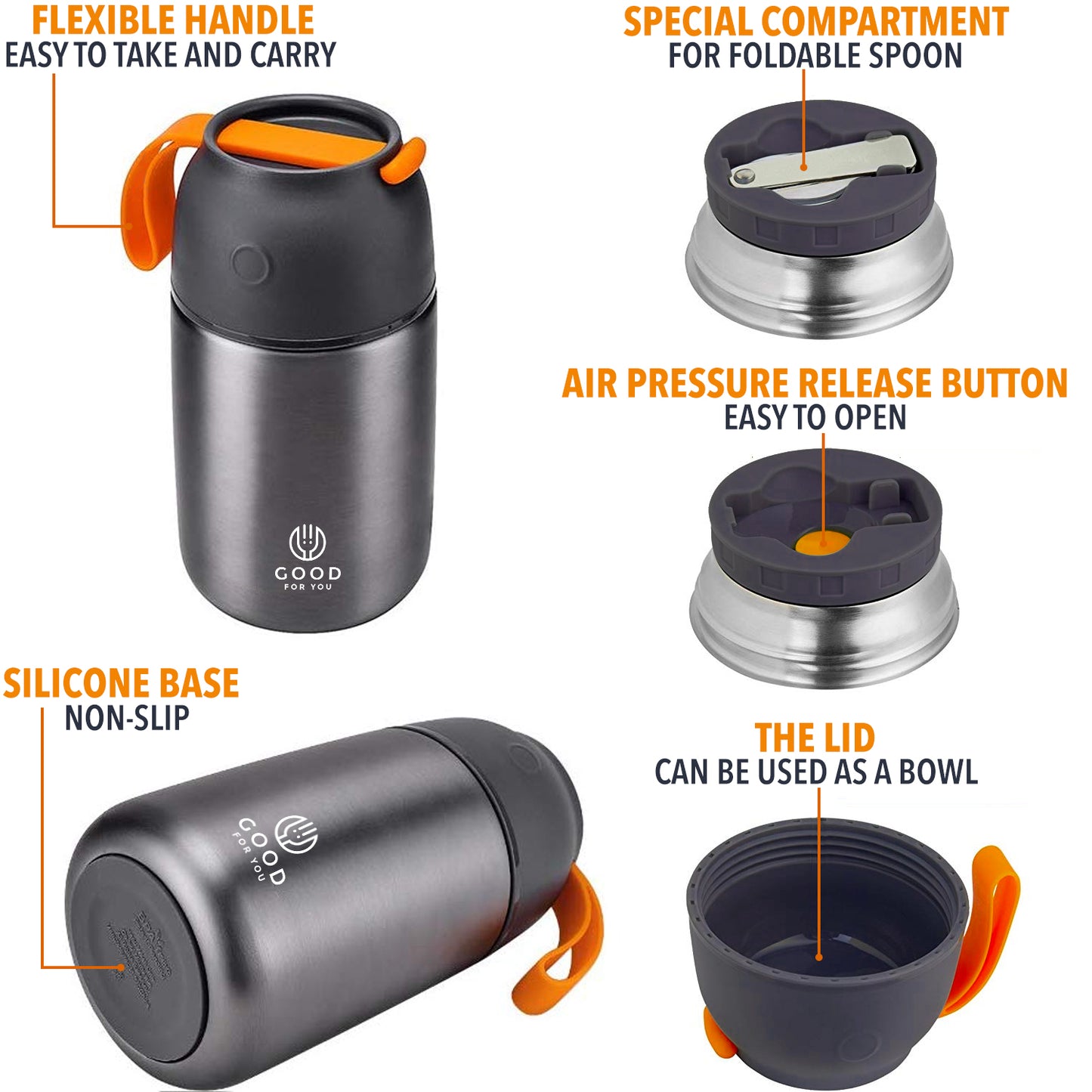 Food Flask-730 ml- Grey