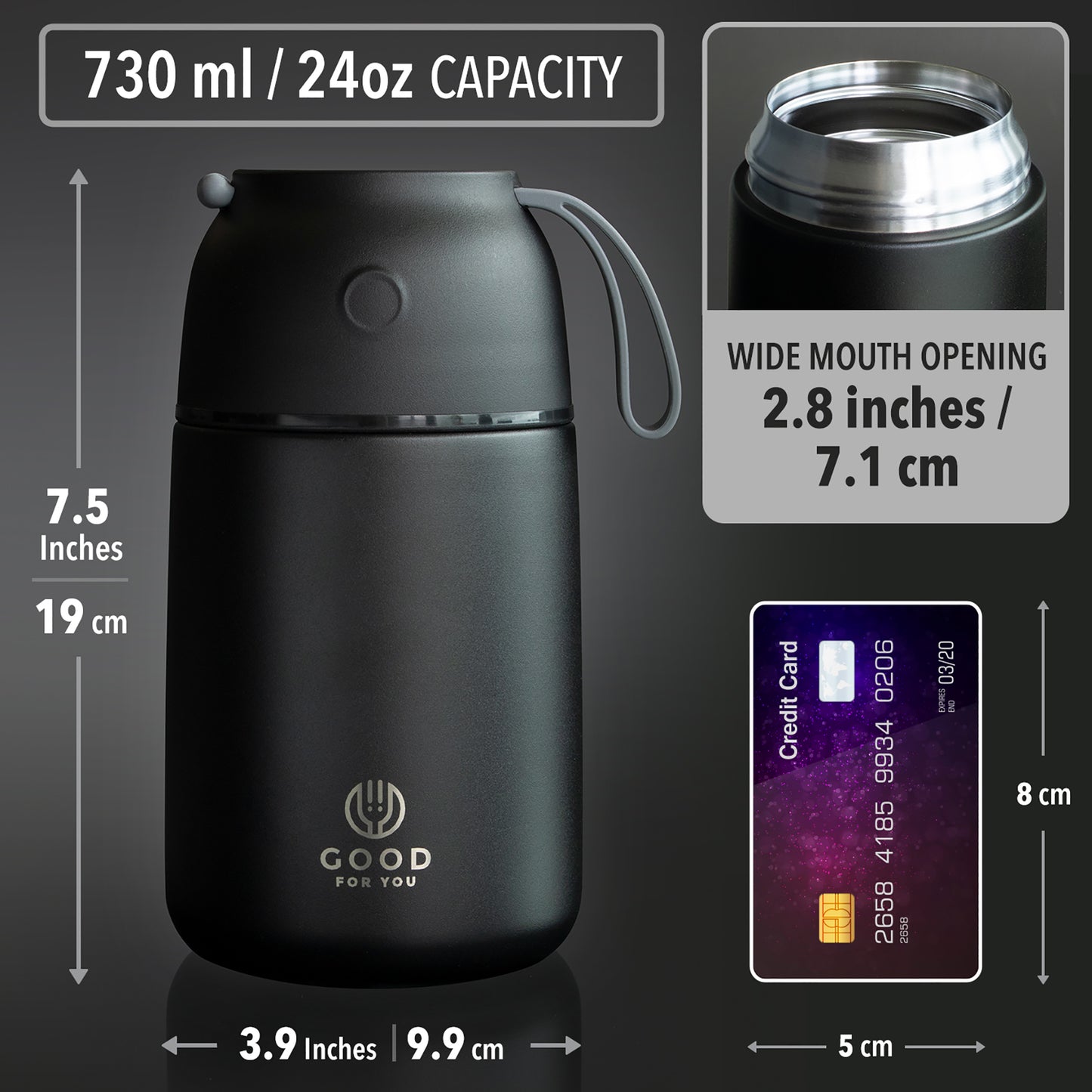 Black Food Flask -730 ml
