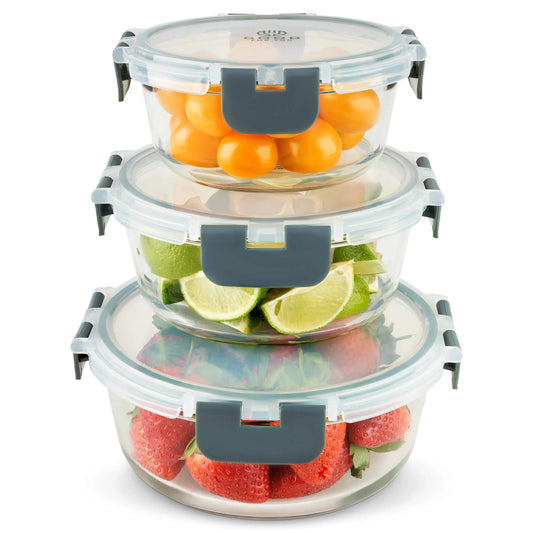 Glass Containers with Airtight Lids- [3 pack]