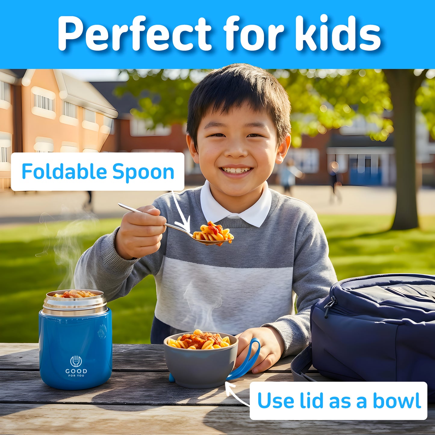 Food Flask For Kids- Blue 530 ML