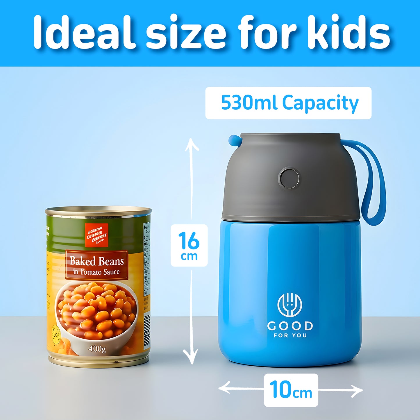 Food Flask For Kids- Blue 530 ML